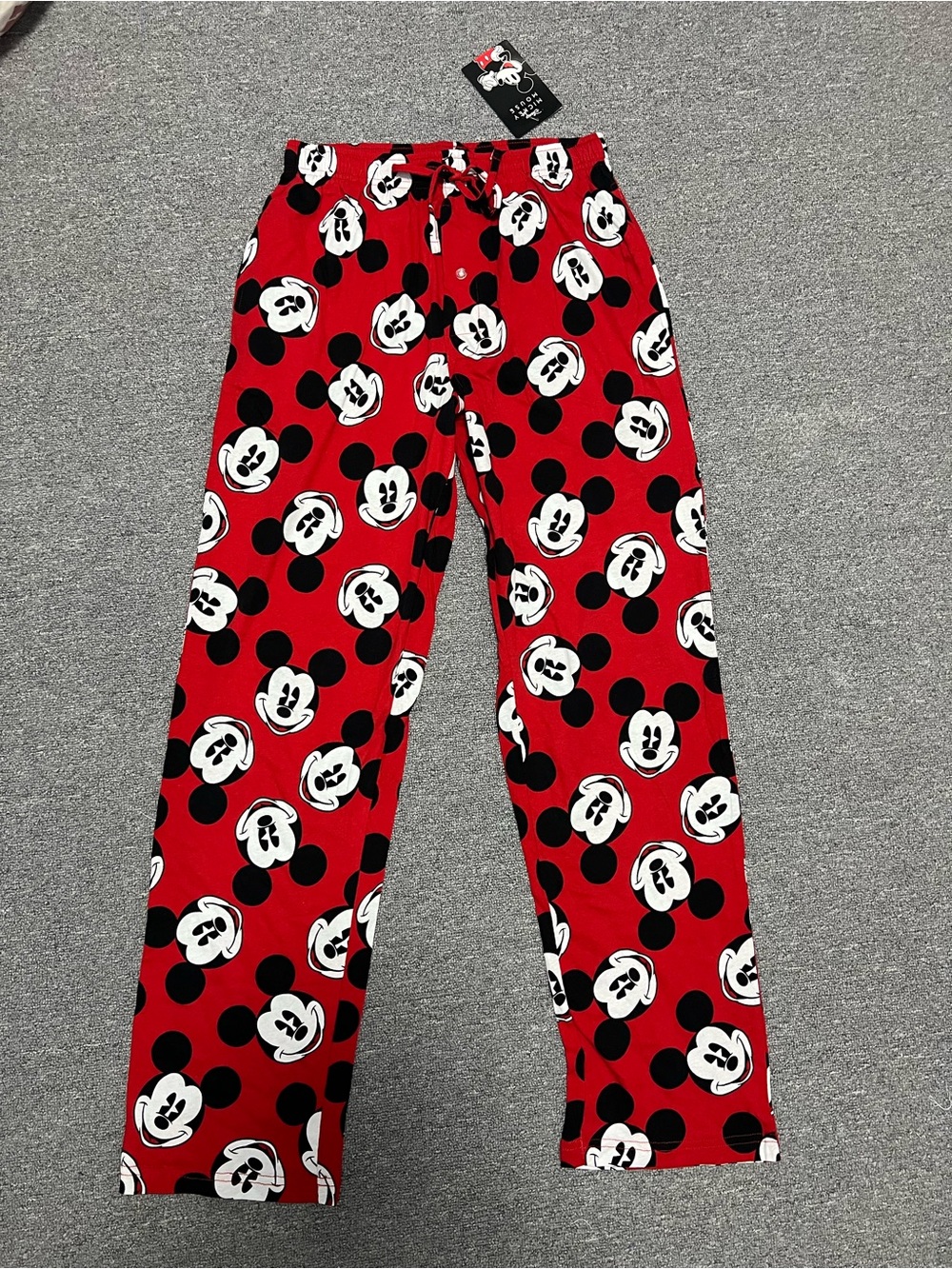Women's Red Mickey Mouse Print Pajama Pants S